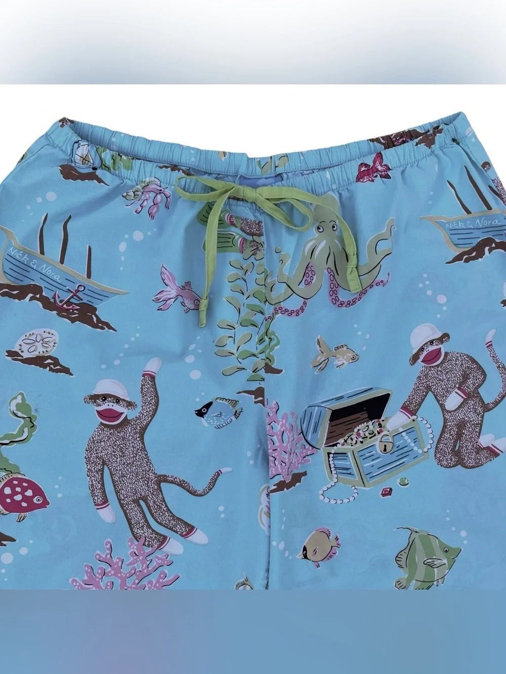 Vintage Y2K Nick & Nora Scuba Sock Monkey Cotton Pajama Set Size Small Novelty - Picture 8 of 10